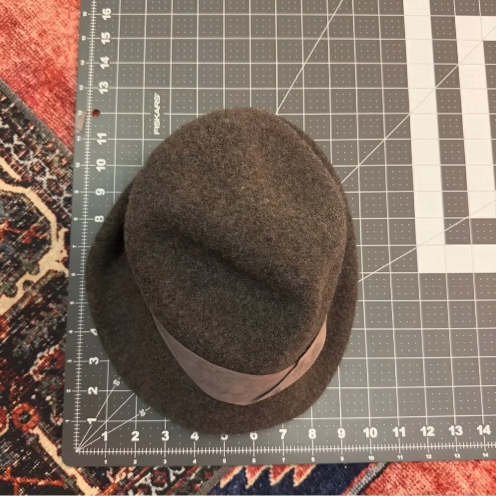 Shihreen grey wool fedora style vintage inspired hat ribbon trim - Picture 10 of 12